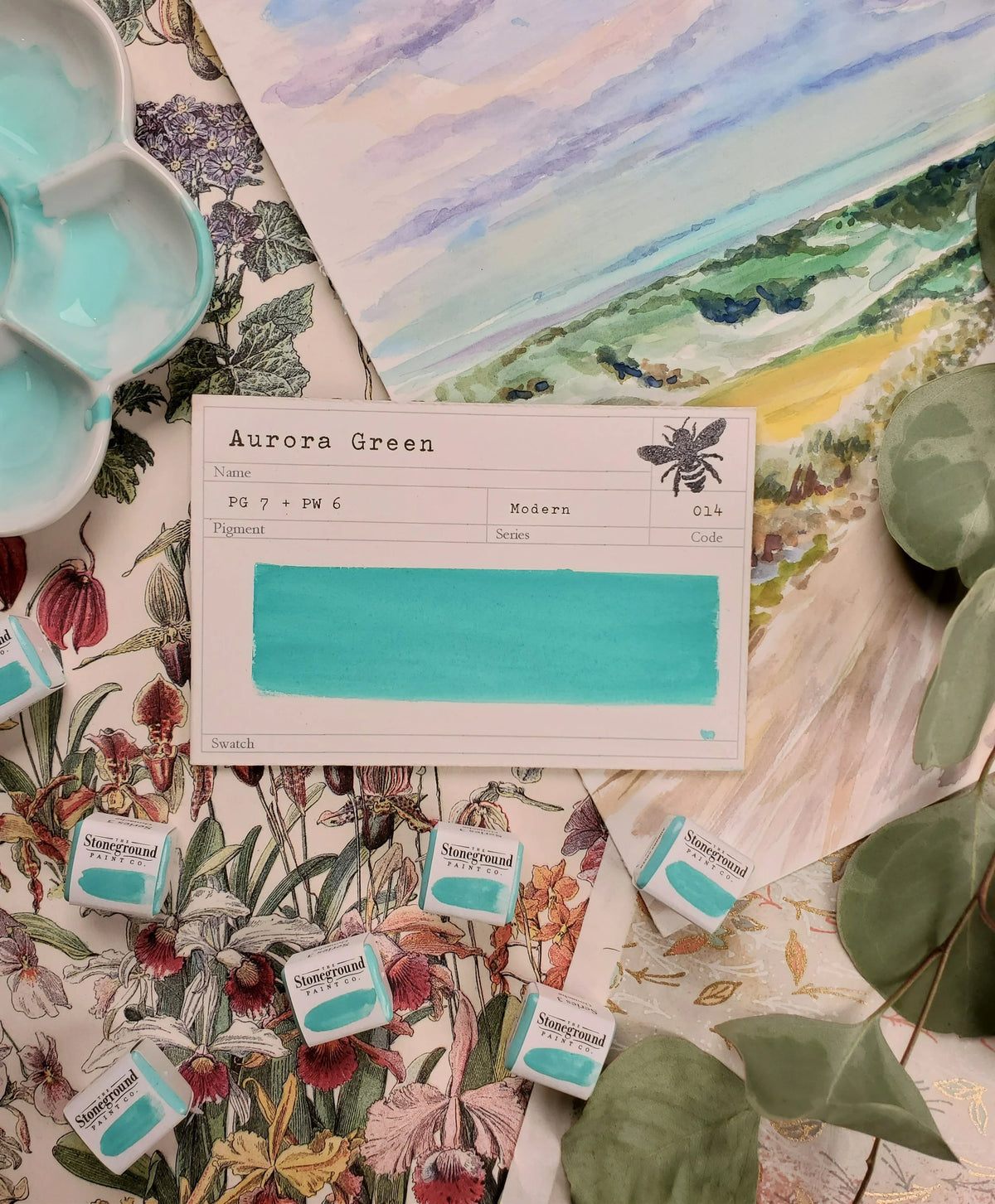 Aurora Green ~ Gouache