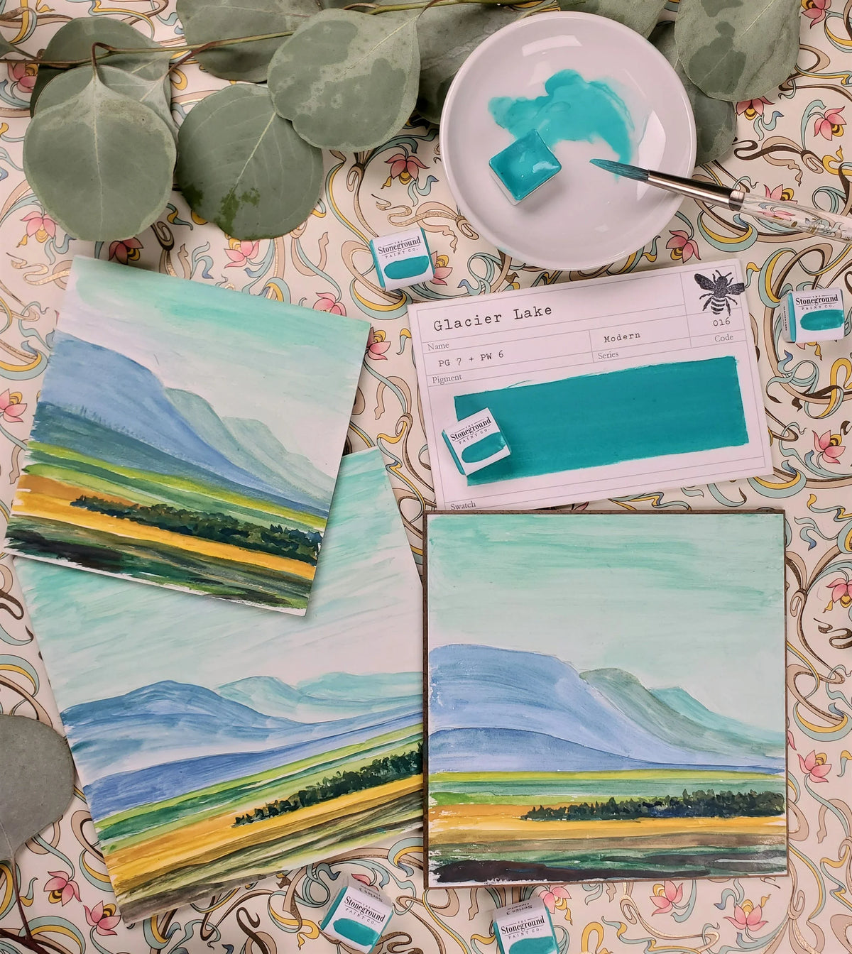 Glacier Lake ~ Gouache