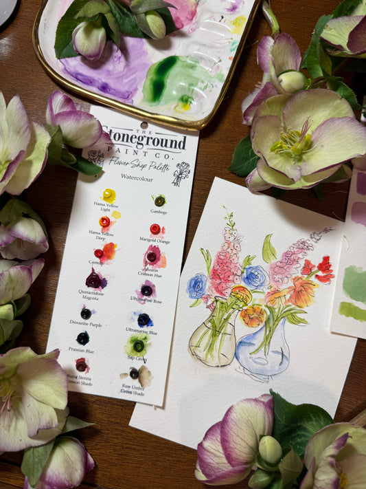 Wildflower - Gouache ~14 Dot Card w/Brush